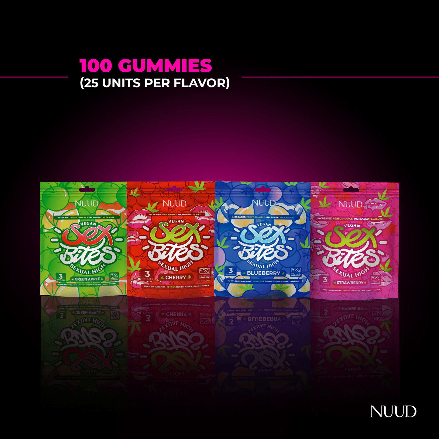 Nuud Basic Starter Pack 100 Gummies (25Units per Flavor)