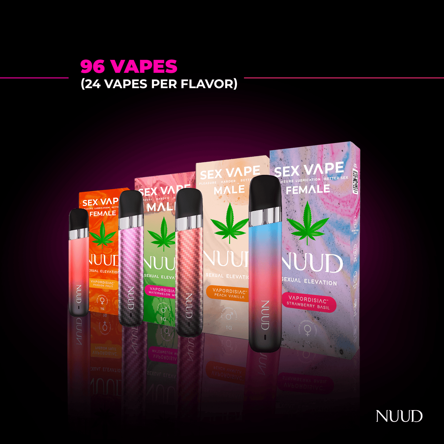 Nuud Premium Starter Pack 96 Vapes (24 Vapes per Flavor)