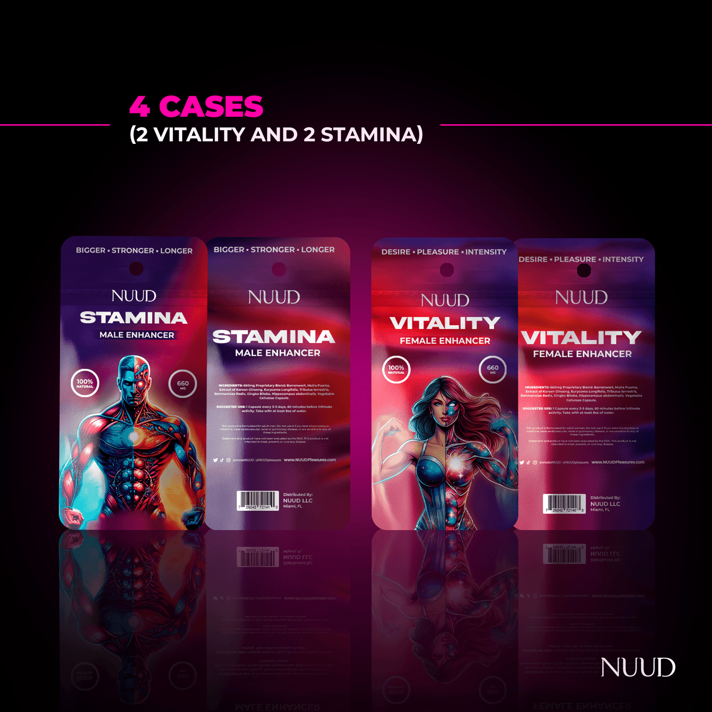 Nuud Premium Starter Pack 4 Cases (2 Vitality and 2 Stamina)