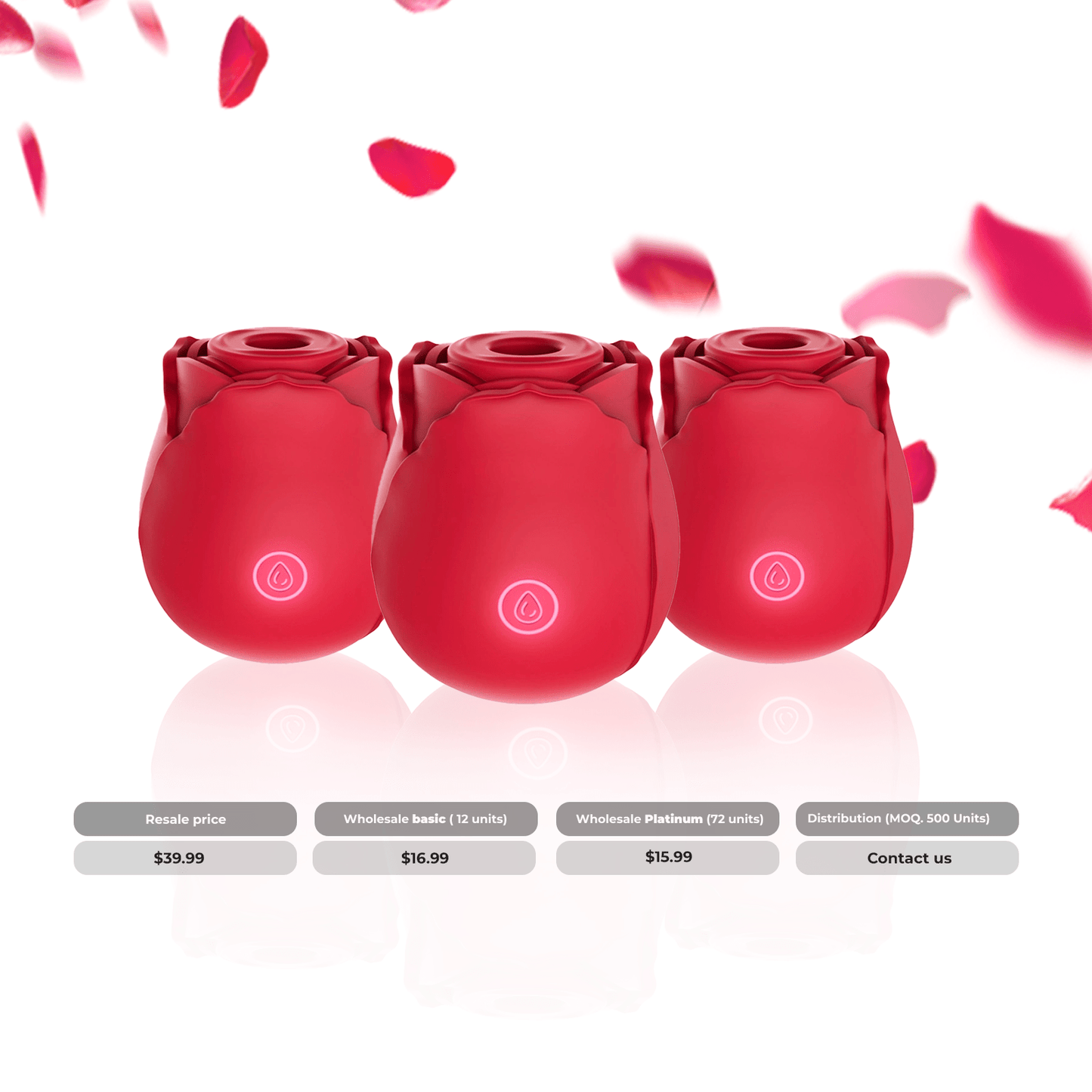 Three NUUD Rose suction and pulsing vibrator Wholesale Prices