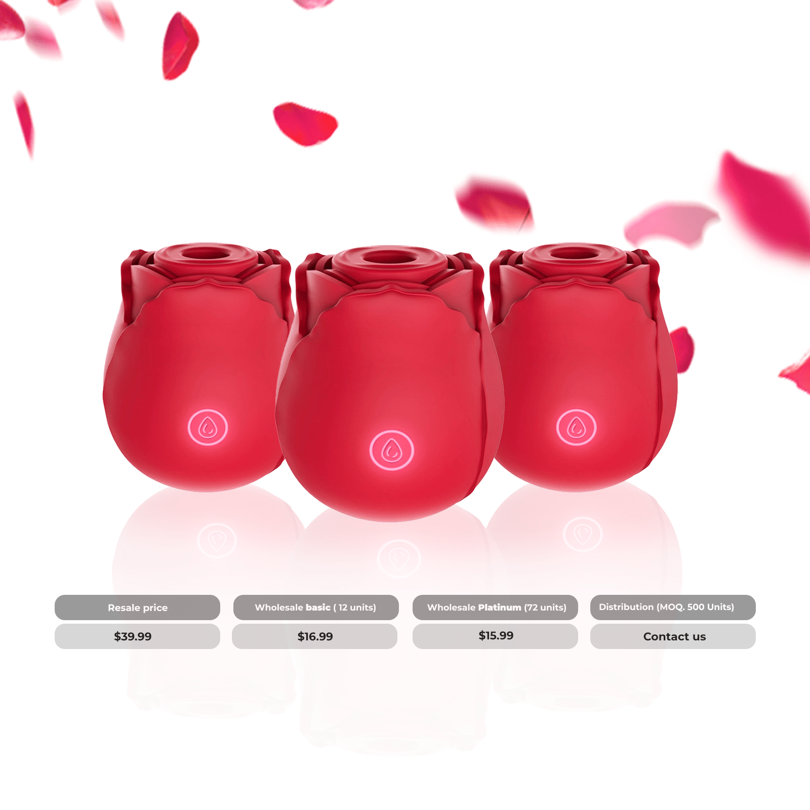 Three NUUD Rose suction and pulsing vibrator Wholesale Prices