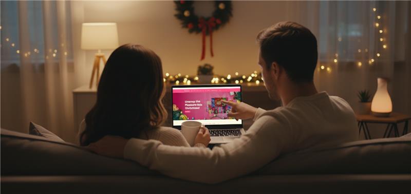 Couple practicing mindful intimacy for New Year's resolutions with NUUD Pleasures.