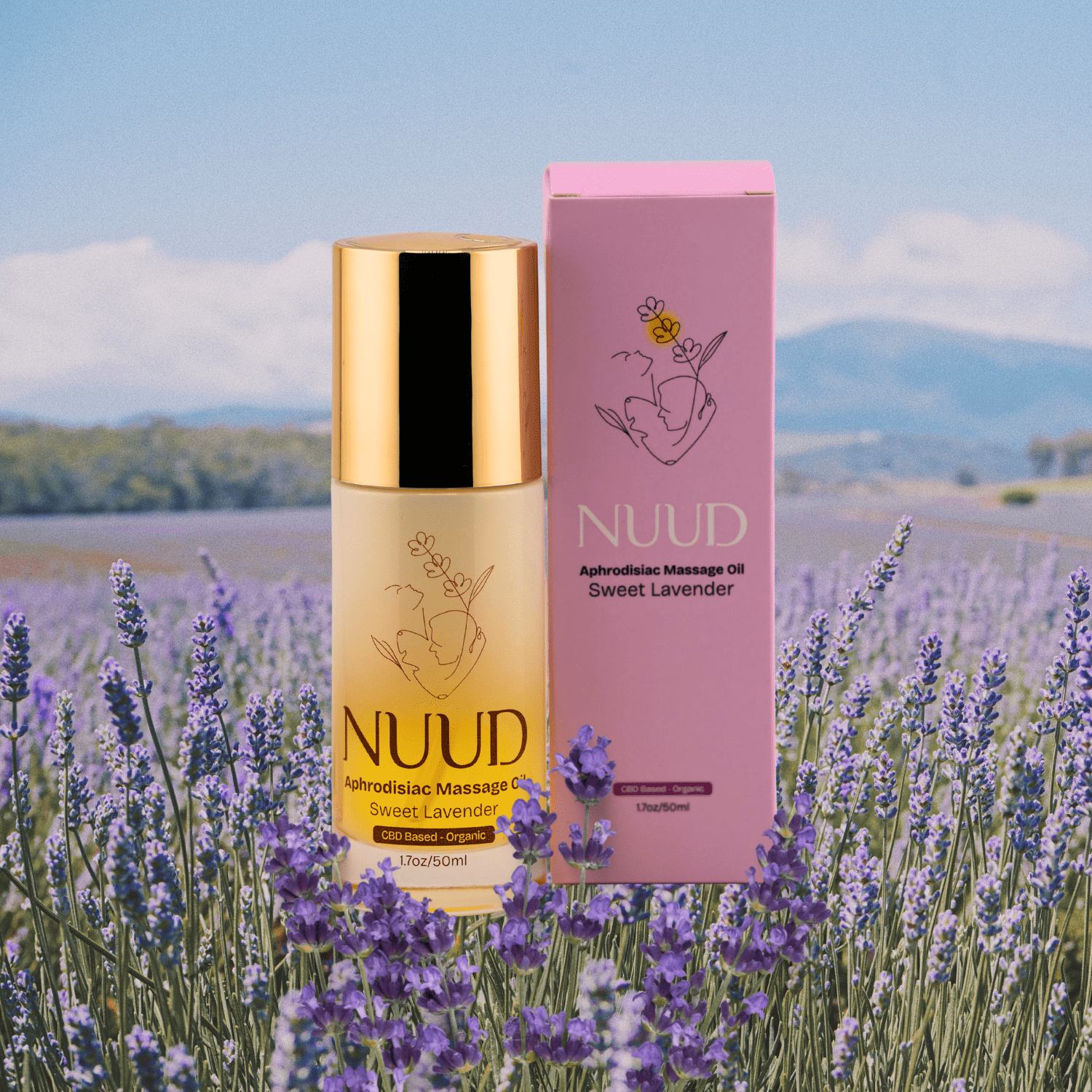 NUUD Aphrodisiac Massage Oil Sweet Lavender — CBD botanical couples massage oil 50ml bottle