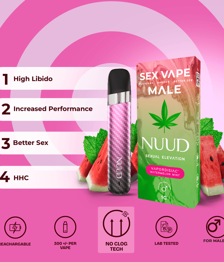Benefits of NUUD Sex Vape Sexual Elevation for Men Watermelon Mint