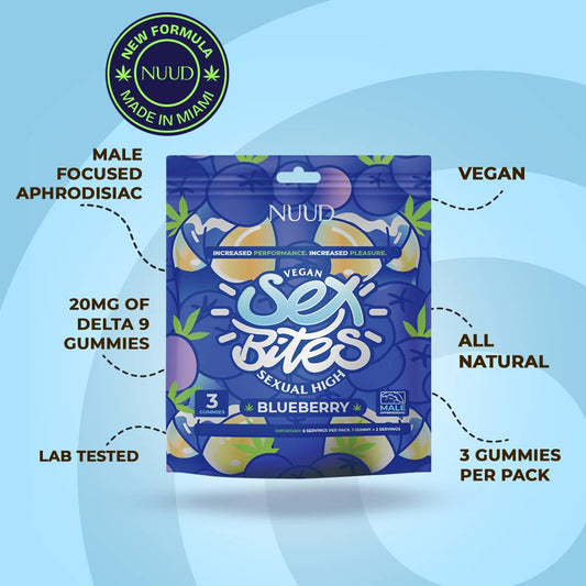Benefits of Nuud Vegan Sex Bites Gummies for Men Blueberry Flavor