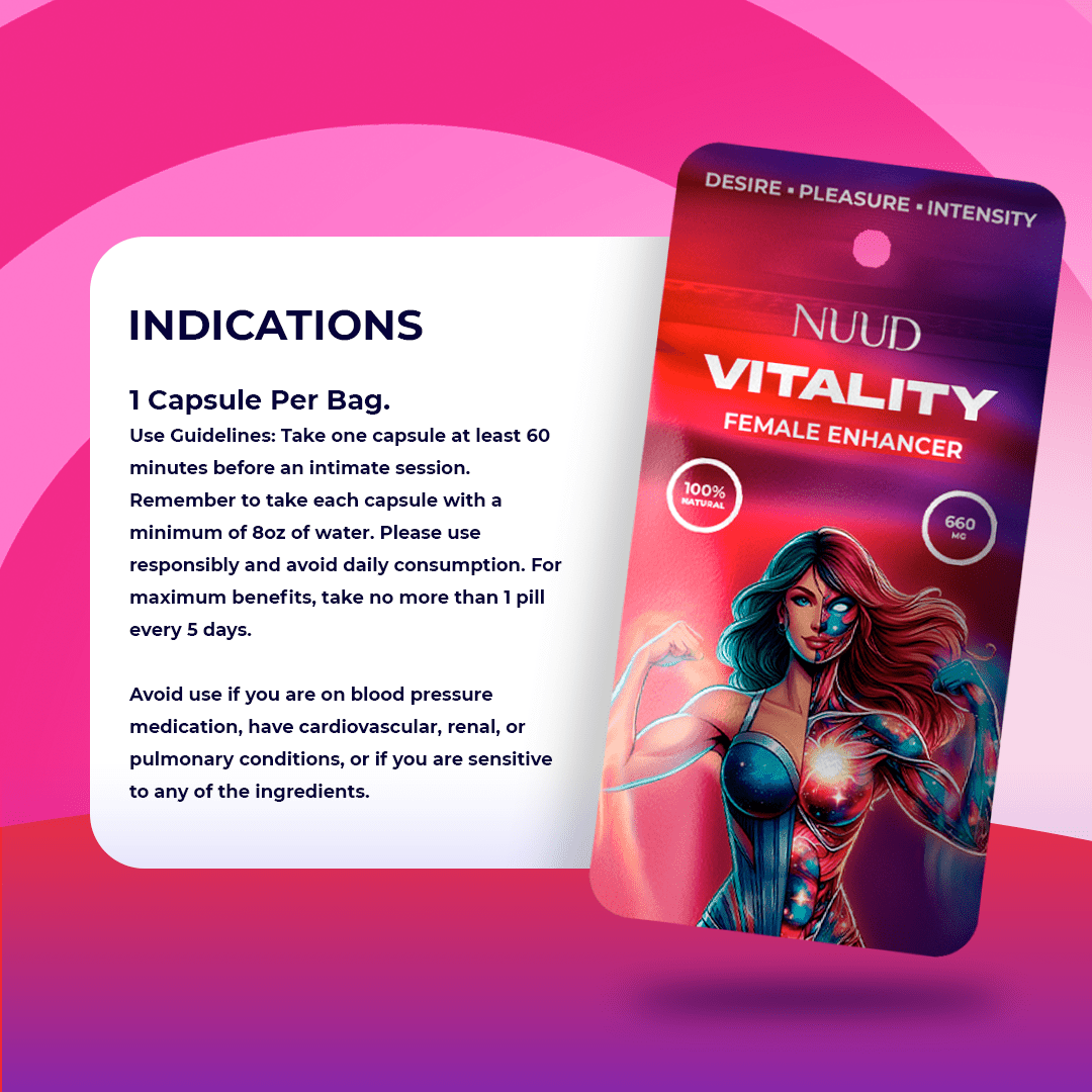 Indications per Capsule of Nuud Vitality Aphrodisiac Capsules - Female Enhancer